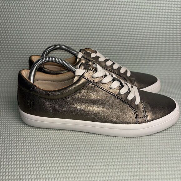 Frye Kerry Lace-Up Sneakers Leather Women’s Size 8.5 3471359 Pewter - Picture 1 of 9